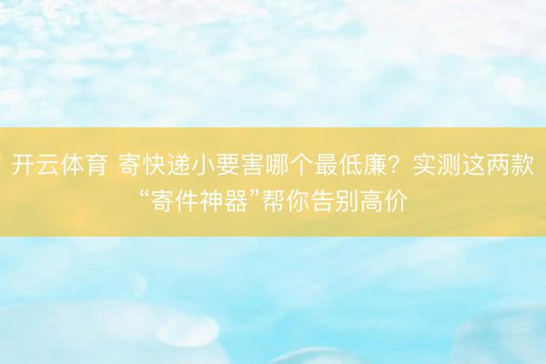 开云体育 寄快递小要害哪个最低廉？实测这两款“寄件神器”帮你告别高价