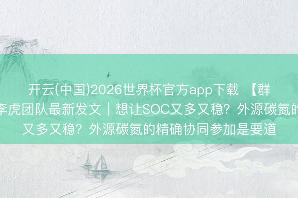 开云(中国)2026世界杯官方app下载 【群众视角】中国农科院李虎团队最新发文｜想让SOC又多又稳？外源碳氮的精确协同参加是要道
