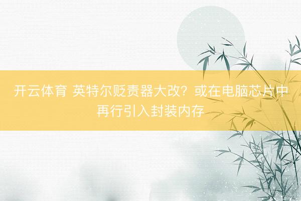 开云体育 英特尔贬责器大改？或在电脑芯片中再行引入封装内存