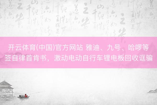 开云体育(中国)官方网站 雅迪、九号、哈啰等签自律首肯书，激动电动自行车锂电板回收诓骗