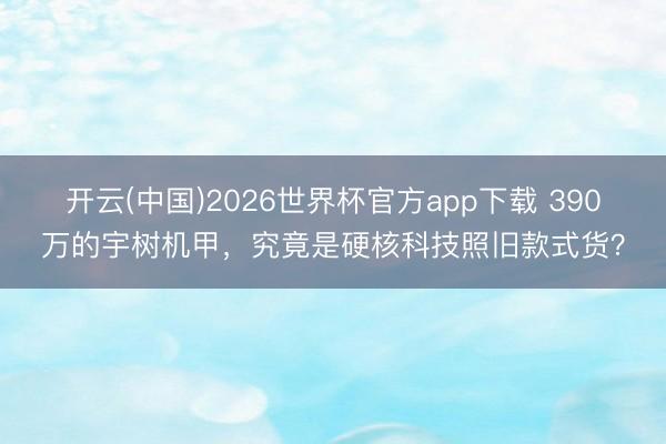 开云(中国)2026世界杯官方app下载 390万的宇树机甲，究竟是硬核科技照旧款式货？