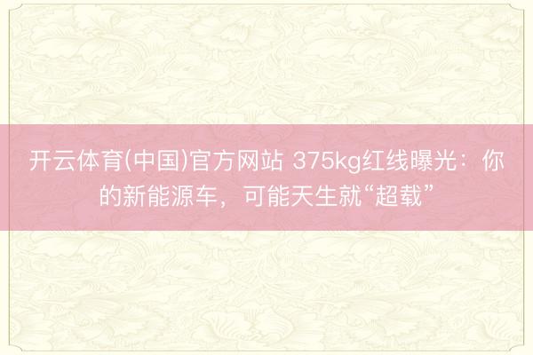 开云体育(中国)官方网站 375kg红线曝光：你的新能源车，可能天生就“超载”