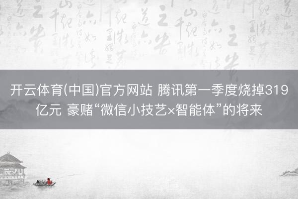 开云体育(中国)官方网站 腾讯第一季度烧掉319亿元 豪赌“微信小技艺×智能体”的将来