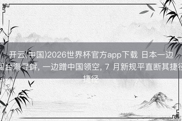 开云(中国)2026世界杯官方app下载 日本一边闯台海寻衅， 一边蹭中国领空， 7 月新规平直断其捷径