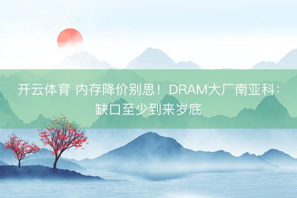 开云体育 内存降价别思！DRAM大厂南亚科：缺口至少到来岁底