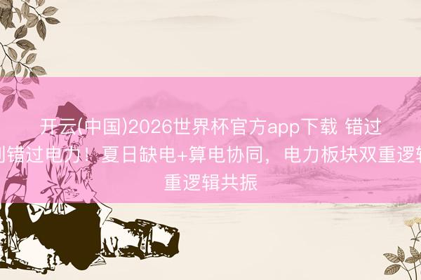 开云(中国)2026世界杯官方app下载 错过算力别错过电力！夏日缺电+算电协同，电力板块双重逻辑共振