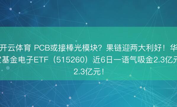 开云体育 PCB或接棒光模块？果链迎两大利好！华宝基金电子ETF（515260）近6日一语气吸金2.3亿元！