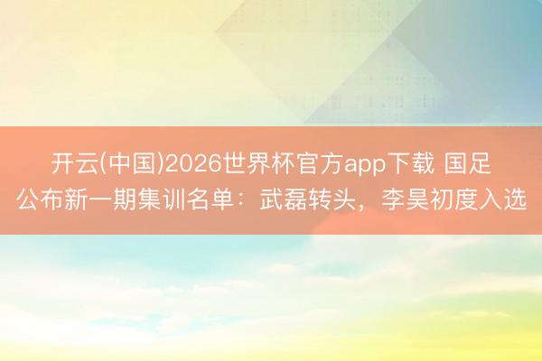 开云(中国)2026世界杯官方app下载 国足公布新一期集训名单：武磊转头，李昊初度入选