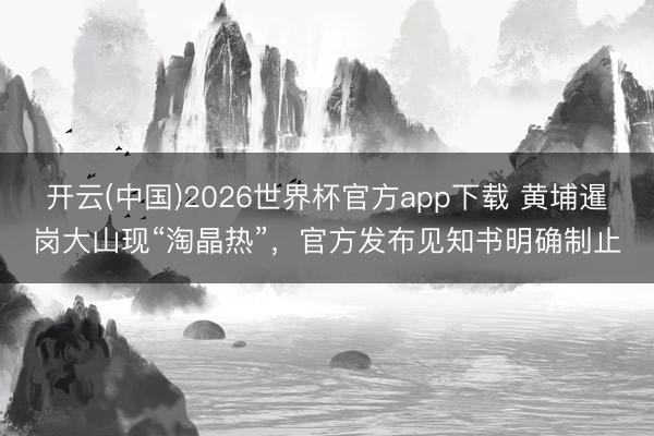 开云(中国)2026世界杯官方app下载 黄埔暹岗大山现“淘晶热”，官方发布见知书明确制止