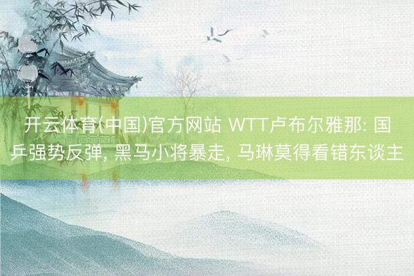 开云体育(中国)官方网站 WTT卢布尔雅那: 国乒强势反弹, 黑马小将暴走, 马琳莫得看错东谈主
